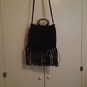 Black knitted bohemian handbag NEW